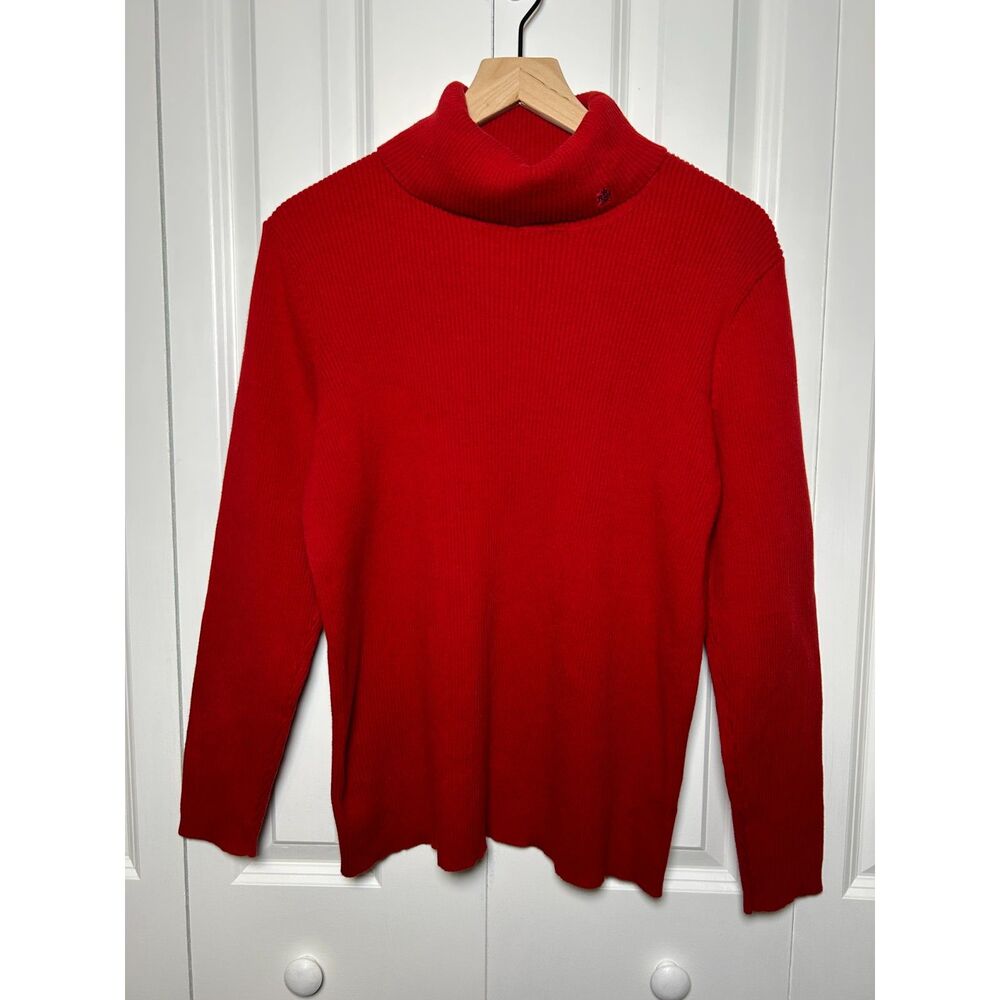 Lauren Ralph Lauren Red Ribbed Turtleneck Sweater Cotton Knit Sweater Weather 2X